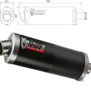 MIVV UNIVERSAL Schalldämpfer rechts OVAL BIG 400 BLACK 55mm