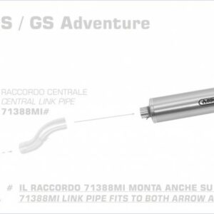 71388MI-Arrow Zwischenrohr, zentral BMW R 1200 GS / Adventure 06-09