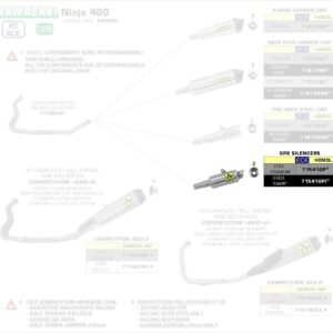 Arrow GP2 Dark" silencers kit" Kawasaki Z 400 19-