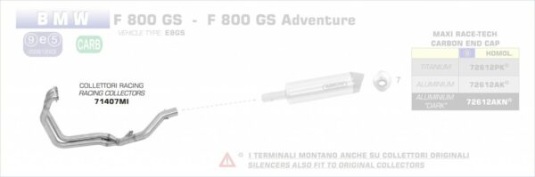 71407MI-Arrow Racing Krümmer BMW F 800 GS / Adventure 08-16