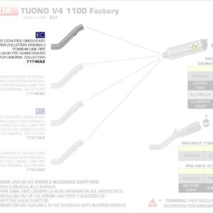 71746KZ-Arrow Verbingungsrohr mit Kat Aprilia Tuono V4 1100 Factory