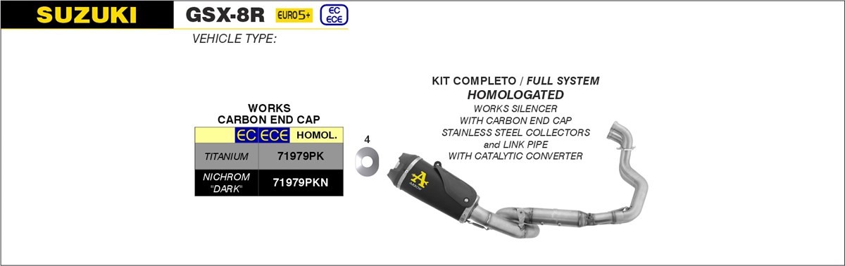ARROW WORKS Edelstahl schwarz SUZUKI GSX-8 R 2024