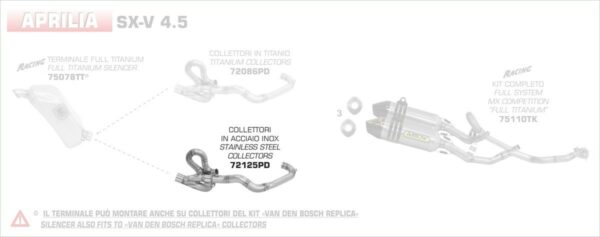 72125PD-Arrow stainless steel collector Aprilia SX-V 5.5 07-14