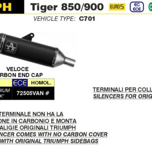 ARROW VELOCE Aluminium schwarz TRIUMPH Tiger 850-900 20-23