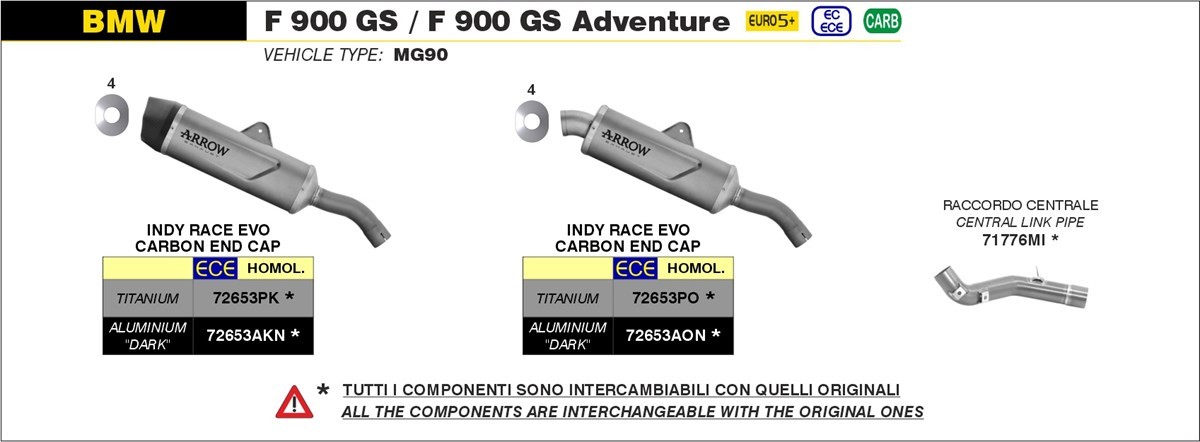 ARROW INDY RACE EVO Aluminium schwarz BMW F 900 GS 24-,F 900 GS ADVENTURE 24-
