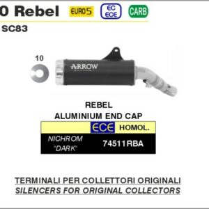 Arrow REBEL Edelstahl schwarz mit HONDA CMX 1100 Rebel 21-22