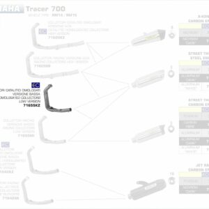 71655KZ-Arrow low version Krümmer mit Kat Yamaha Tracer 700 ´16-MT-07 16-20