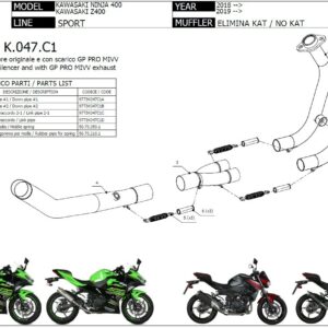 K.047.C1-MIVV Katersatzrohr KAWASAKI NINJA 400 2018 >