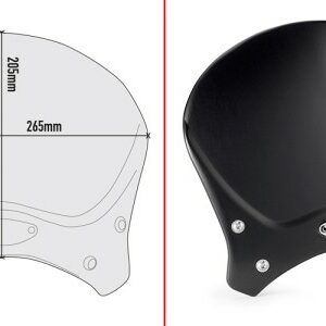 Windschild - Schwarz - 205x265 mm (H x B) - mit ABE - für verschiedene Modelle