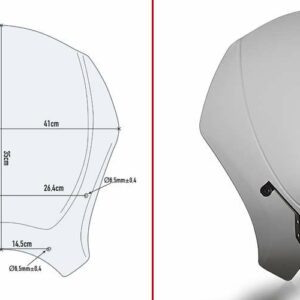 Windschild - getönt - 350x410 mm (HxB) - mit ABE - für verschiedene Modelle