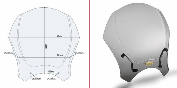 Windschild - getönt - 350x410 mm (HxB) - mit ABE - für verschiedene Modelle