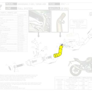 9773K043S2DX-MIVV Krümmerrohr für K.044 Kawasaki Z 650 / Ninja 650 17-22