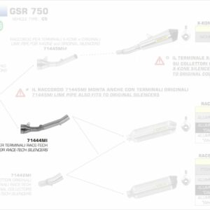 71444MI-Arrow Zwischenrohr für Endschalldämpfer Race-Tech, Works und Trophy für