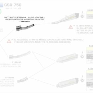 71445MI-Arrow Zwischenrohr für Endschalldämpfer Pro-Racing und Endschalldämpfer