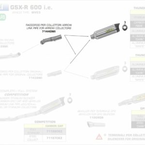 71440MI-Arrow Zwischenrohr für Endschalldämpfer Race-Tech und Works für Arrow-kr