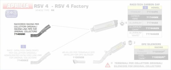 71406MI-Arrow Zwischenrohr für Originalkrümmer Aprilia TUONO V4R / V4R APRC 11-1
