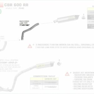 71491MI-Arrow Zwischenrohr, zentral Honda CBR 600 RR 13-16