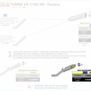 Arrow GP2 silencers kit Aprilia TUONO V4 1100 17-18