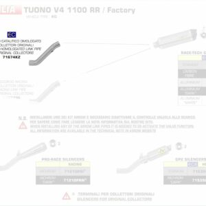 71674KZ-Arrow Verbindungsrohr mit Kat Aprilia V4 1100 RR / Factory 17-